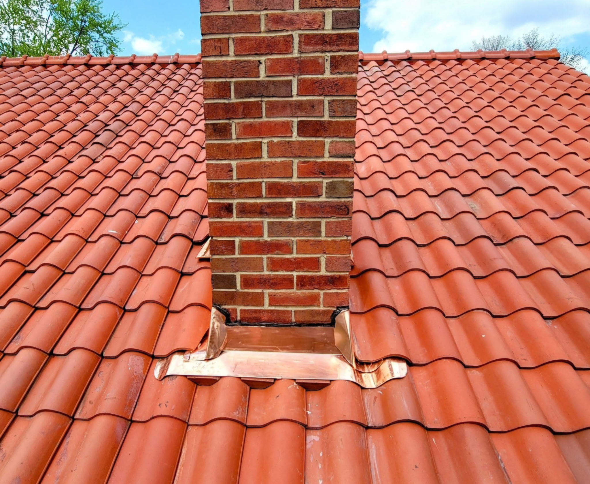 Tile chimney flashing installed on a historic St. Louis home