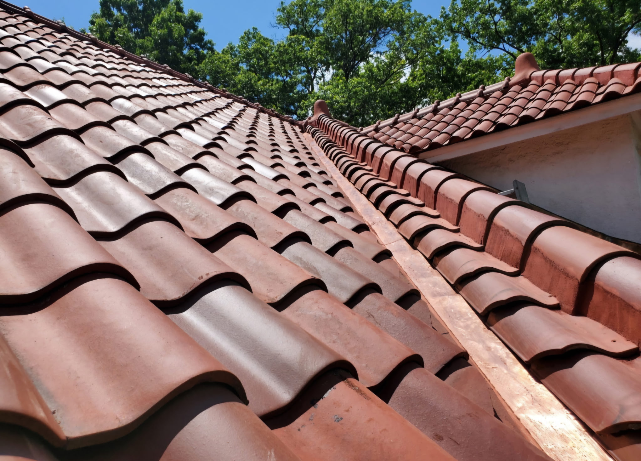 Tile roof ridge line showing clean finished detail work